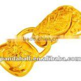 Alloy Magnetic Bracelet Clasps, Jewelry Clasp, With Rhinestone, Golden Color, 14x35x8mm, Hole: 1mm(ALRI-BSAHH025-G)