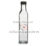 Square sauce glass bottle with plastic cap