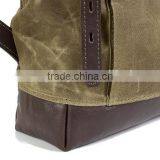 2015 New Design Army Green Waxed Canvas Hiking Backpack,large Canvas School Backpack, Vintage Laptop Backpack for Students thumbnail-4