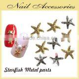 2016 Most Popular Summer Sea Series Metal Nail Parts, Gold Silver Starfish 3D Nail Art Decoration thumbnail-2