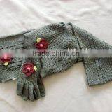 TYTP004 Fashion Three Piece Suit (Knit Scarves,hat & Gloves ) With Embroidered