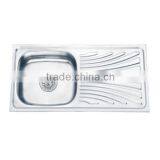 Above Counter Stainless Steel Single Bowl Sink With Drainer Board thumbnail-1
