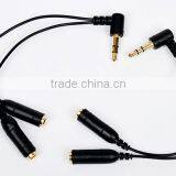 3.5mm Jack Earphone Y Splitter Headphone Audio Cable Adapter 90 Degree 15cm Black