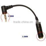 2.5mm Male To 3.5mm Female Headphone Audio Adapter Jack Converter