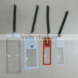 Hot Sale Plastic Pvc Magnifier With Spring / Flexible Plastic Magnifier Key Chain