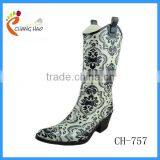 (CH-757~CH-762) High Heel Rubber Gum Boots Fashion Women Western Rain Boots