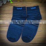 Factory Wholesale Custom Cartoon Girl Stripe Dark Blue Color Tight Socks Cotton for Men thumbnail-3