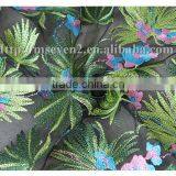 Top Fashionable Colorful Leaves Embroidered Lace Fabric Dresses Fabrics thumbnail-4