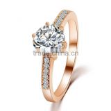 14K gold plated luxury round white big crystal wedding rings for women G05