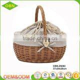 Wholesale Empty Round Wicker Picnic Hamper Basket With Cover thumbnail-2