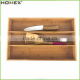 Bamboo Drawer Organizer with 3 Compartment for Cutlery and Flatware/Homex_FSC/BSCI Factory