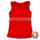 Wholesale Baby Girls Tank Top Plain Flower Clothes Red And Coral Singlet Clothes thumbnail-5