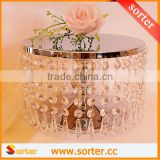 12 inch Round Silver Crystal Strand Cake Stand for Wedding Decor