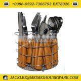 Plastic Handle 24pcs Flatware Set With Wire Stand