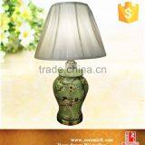 Antique Flower Handpainted Green Ceramic Table Lamp thumbnail-2