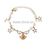 Angel Wing Planet Cross Star Charms Bracelet Pearl Bead Linked Bracelet thumbnail-3