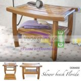 Shower Bench Solid Teak Wood Natural Color Model Florida