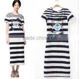 HD-D265 Wholesale Elegant Fashion Women Bodycon Stripped Cotton Dress/ladies Casual Dress thumbnail-1