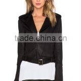Latest Women Black Classic Fashion Moto Jacket Cheap Price thumbnail-2