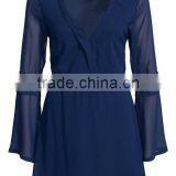 Whoelsale Custom Fashion Lace Boarder Dress For Women Designer One Piece Party V-neck Front Casual Dress thumbnail-4