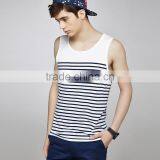 Wholesale Fashion Mens White Stripe Singlet thumbnail-2