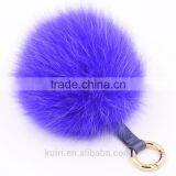 Fur Pom Pom Keychain 12cm Fox Fur Ball Key Chains Cute Round Ball Fluffy Keychain Real Fur Key Ring Charms for Bags thumbnail-2