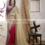 Delectable Pink Color Combination Saree With Embroidery Bordered Work Season In Style Designer Sarees thumbnail-1