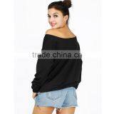 Women Customized Printed Black Off Shoulder Sweatshirt Cheap Price thumbnail-4