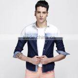 New Arrival 2016 Men Shadow Color Slim Fit Denim Casual Shirt thumbnail-1