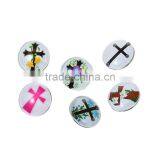 18mm Resin Fit Snap Button Bracelets Round Silver Tone At Random Cross Pattern , Knob Size: 5.5mm