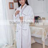 100% Cotton Plush Aristocratic Terry Velour Bathrobe Deco With Embroidery and Piping thumbnail-1
