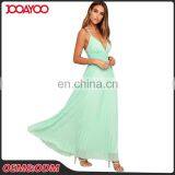 New Summer Casual Women Long Halter Slip Dress Chiffon New Style Sexy Pleat Maxi Dress thumbnail-3