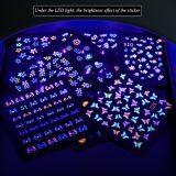 New Glow In The Dark Butterfly Petals Set Stylish Party Nail Applique Charm With Durable Light Fluorescent Nail Sticker thumbnail-2