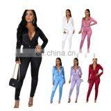 Fall Women Clothing Rompers Bodysuit Top and Trouser 2 Piece Sexy Club Outfits Two Piece Set thumbnail-2