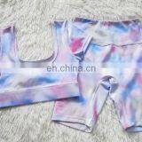 New Fashion Gym Wear Short Sleeve Crop Top And Gym Shorts Set Yoga Sets Fitness Women Colorful Tie Dye Yoga Set Women thumbnail-6