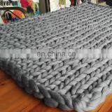 Top Quality Super Chunky Merino Wool Yarn Plaid Blanket With Photos and Pictures