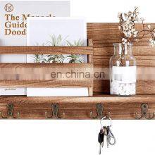 Mail Sorter Organizer Wood Key Holder Organizer, Rustic Wall Mail Holder With Tags Frame & Key Hook Rack for Entryroom