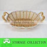 Oval Shape Handwoven Paper Rope Basket With Handle thumbnail-1