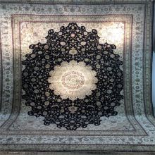 9x12ft Dark mblue handmade silk persian carpet for sitting room and meeting room