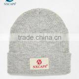 Custom Knit Beanies With Woven Label Slouch Beanie Hat thumbnail-1