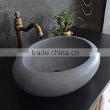 Indoor Decoration Natural Grey Oval Stone Bathroom Sink thumbnail-2