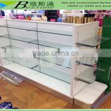 Adj glass shelf boards mdf slatwall display gondola shelving for pharmacy