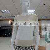lady's crew neck fashion jacquard pullover garment 2016 fall/winter viscose/nylon/wool