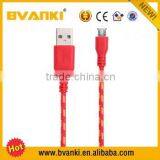 Wholesale 1M/3ft Fabric Woven Nylon Flat Micro USB 5Pin Data Sync Cable For Samsung For HTc New Arrival 100pcs/lot Factory Price thumbnail-3
