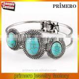 New Hot Vintage Style Tibetan Silver Round Turquoise Bracelet Alloy Bangle Jewelry thumbnail-1