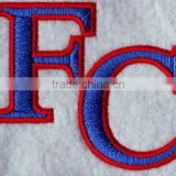 professional high quality letter FC design 100% embroidery patches,embroidery letter patches for custom soccer jersey