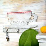 Distressed White Urban Kitchen Wood Coffee Cup Hanging Hooks for Key