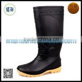Wholesale wellington rain boots anti slip High heel pvc gumboots black color for worker