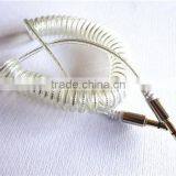 New Style Flexible Dc3.5m to Dc3.5m Spiral Metal Transperant Cable Extend Stereo Audio Aux Cable
