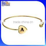 Custom Fashion Rose Gold Initial Cuff Bracelet 925 Sterling Silver Gold Initial Bangle Bracelet Quality Choice thumbnail-1